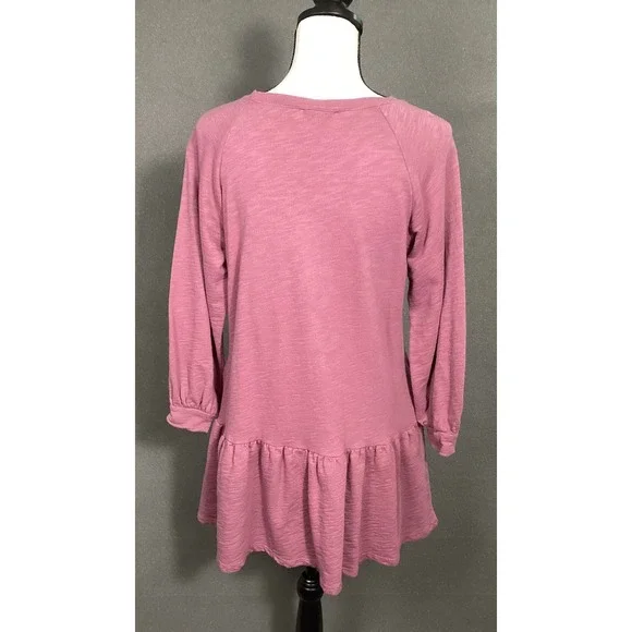 Lush Women's Cotton Tunic Dress with pockets‎ Crushed Berry Sz S Lagenlook Boho - Picture 4 of 10